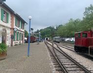 unterwegs mit der Handhebeldraisine im Bahnhof Kandern